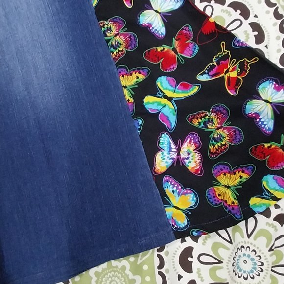 2671 Size 12/31 Mossimo High Rise Stretch Upcycled Wide Leg Bell-Bottoms - Picture 2 of 5